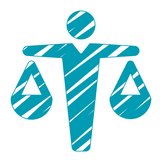 Wir beraten kompetent im Sozialrecht Symbolicon für Sozialrecht ein türkises Männchen mit einer Waage