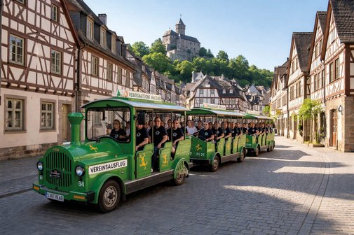 Wertheim mit Geckobahn Wertheim mit Geckobahn. Vordergrund Bähnle. Hintergrund Schloss Wertheim